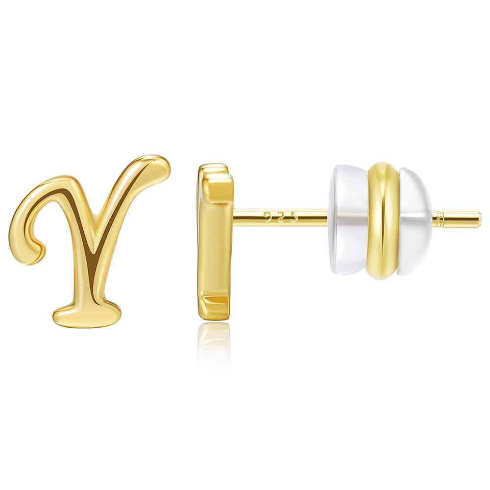 Women's Gold Plated English Letters Glossy Exquisite Earrings