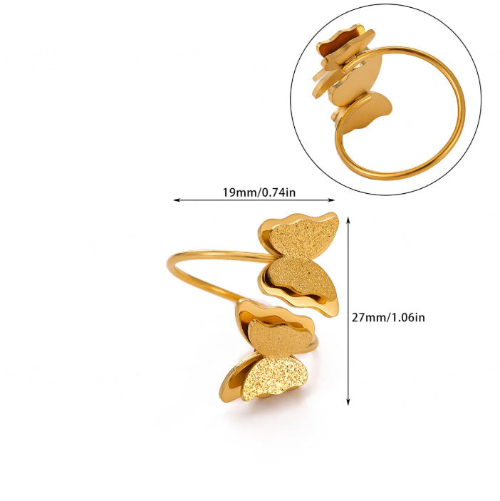 Women's Gold Exquisite Mini Small Butterfly Zircon Opening Rings