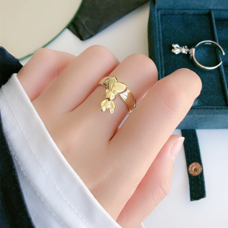 Sweet Loving Heart Bear Opening Cute Rings