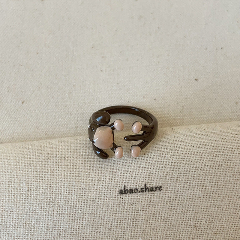 Cartoon Sausage Dog Ear Collection Female Cute Funny Exquisite Rings