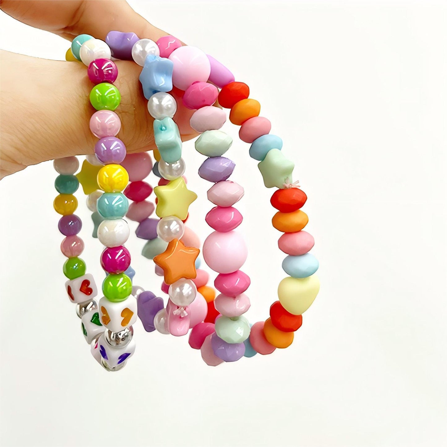 Children's Colorful Pearl Heart-shaped Beaded Cute Candy Accessories Stall Bracelets