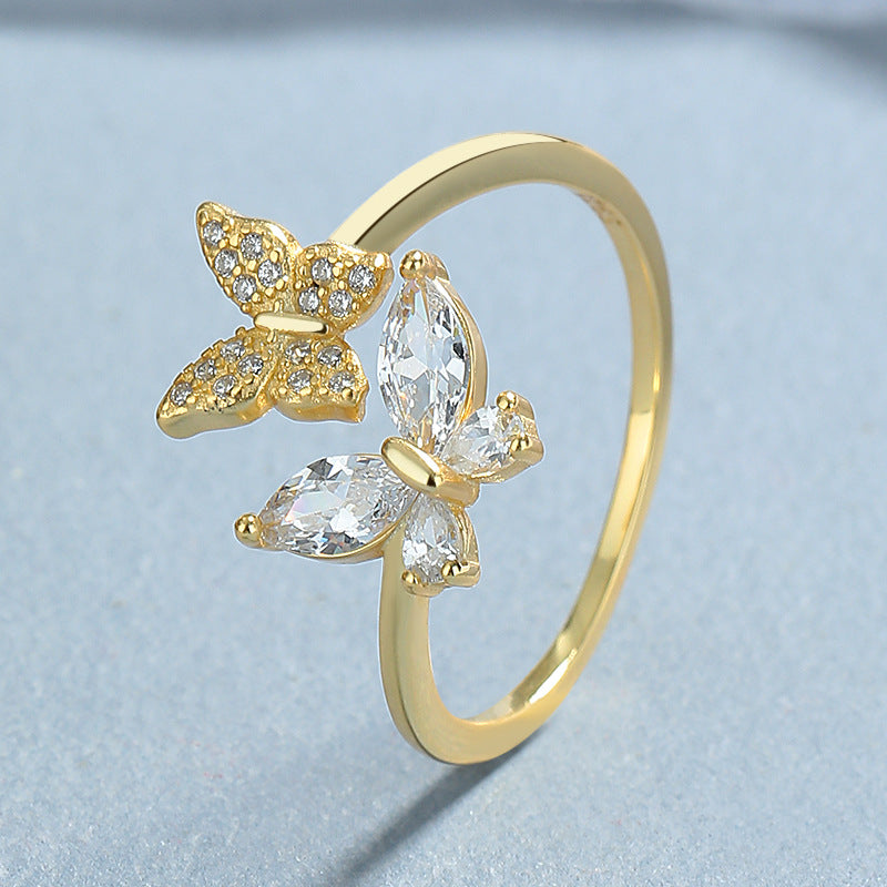 Butterfly Zircon Female Sweet Style Temperament Personality Rings