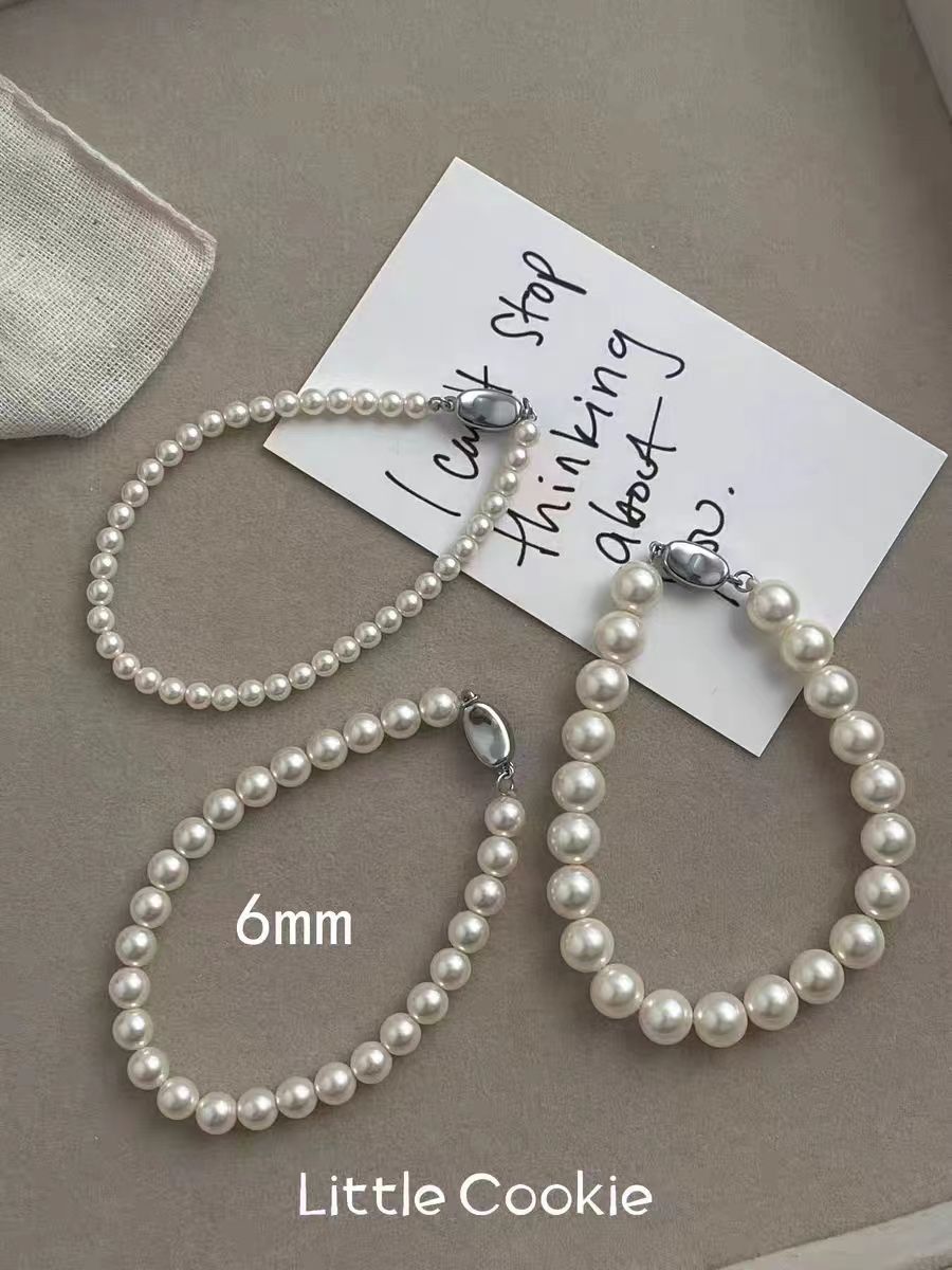 French Style Knot Pearl Female Bright Cream White Bracelets