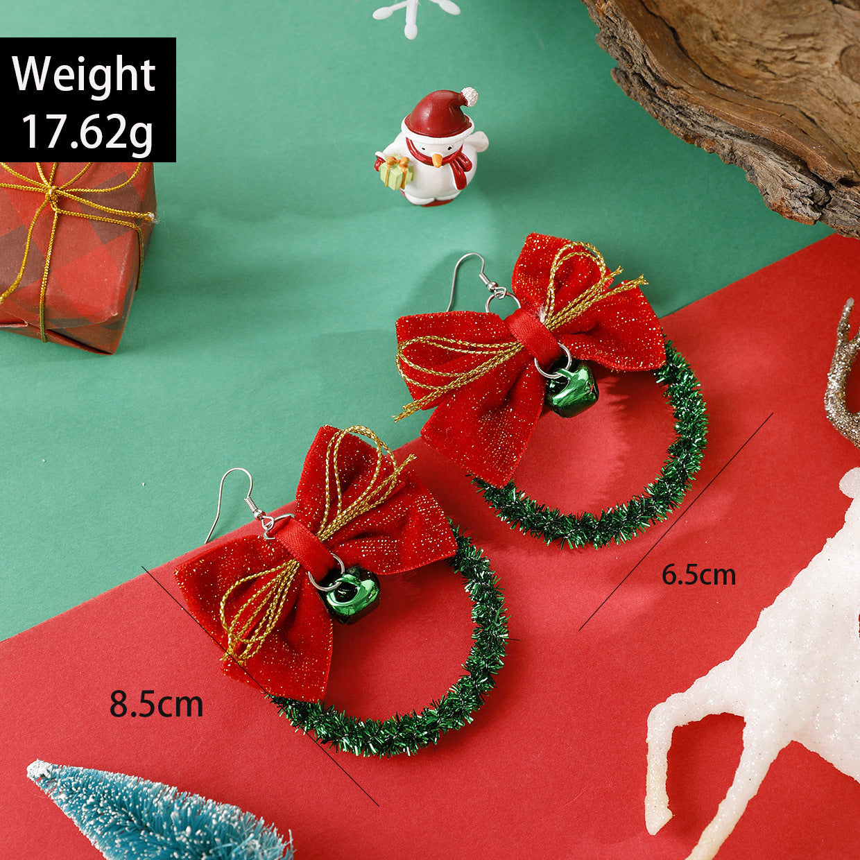 Women's Christmas Tree Bowknot Colorful Garland Unique Earrings