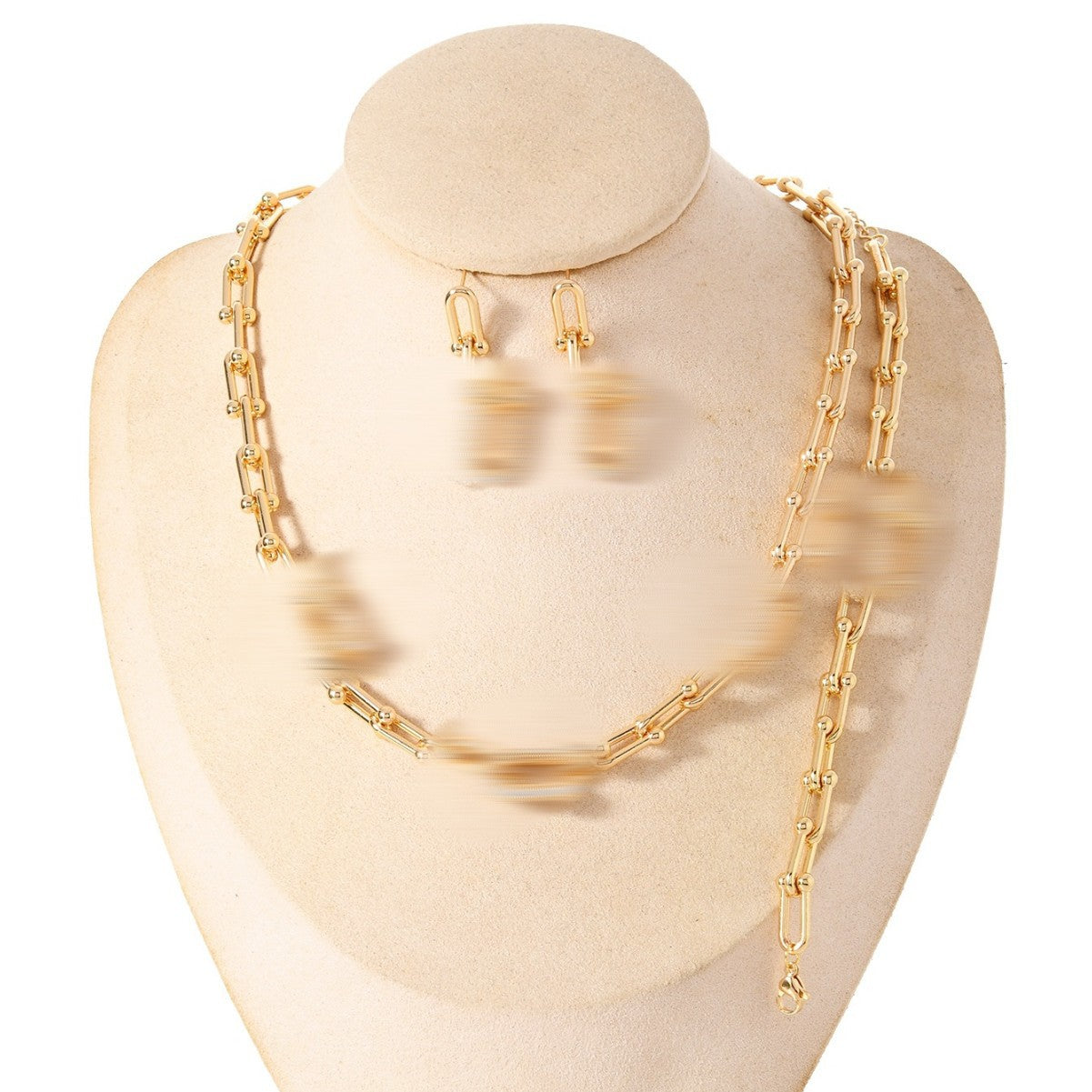 Women's Gold Inlaid Zircon U-shaped Stainless Steel Bamboo Buckle Necklaces