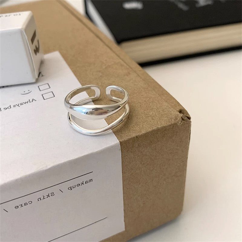 Women's Polished Geometric Niche Design Personality Cold Wind Small Rings