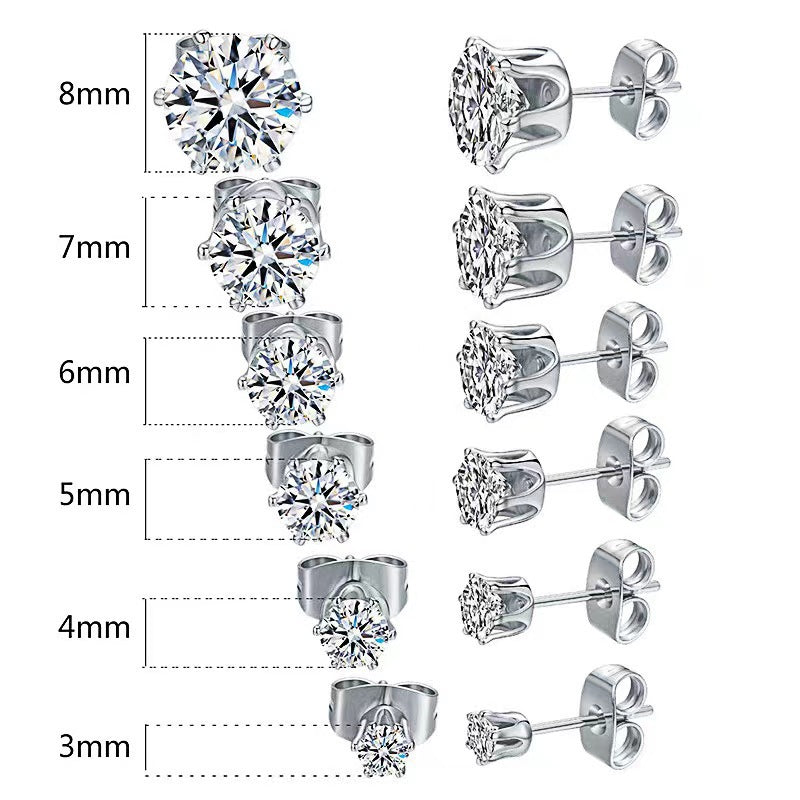 Women's & Men's Steel Stainless Zircon Ear Simple Earings Rings