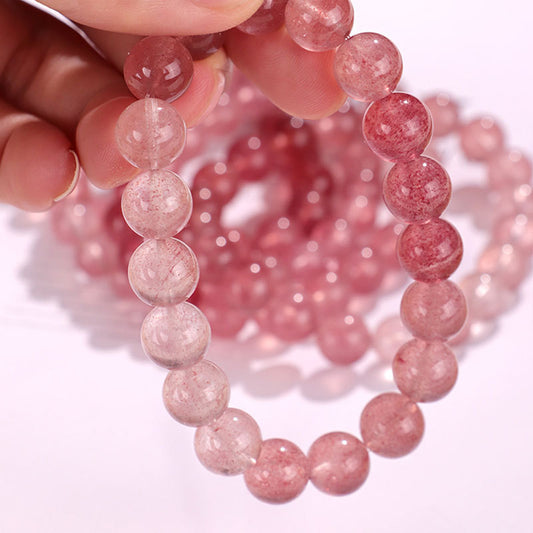 Women's Red Gradient Strawberry Crystal String Beads Bracelets