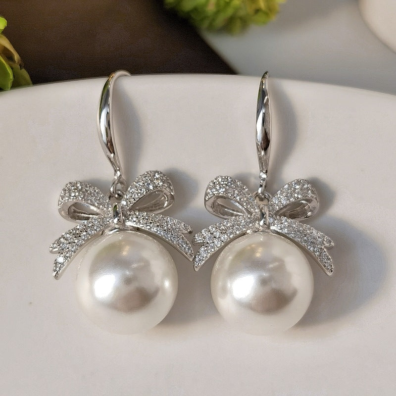 Women's Fashion Sier Pearl Temperamental Elegant Exquisite Earrings