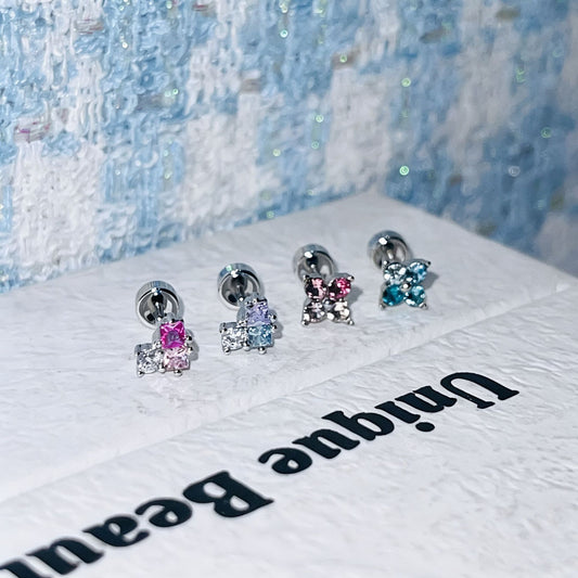 Zircon Four-leaf Clover Small Ear Personalized Fashionable Ladylike Exquisite Rings