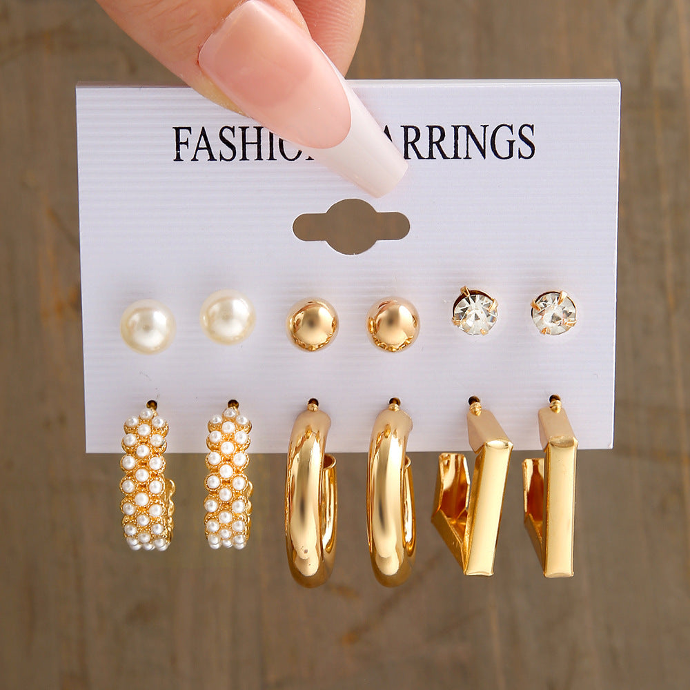 Geometric Vintage Pearl Hepburn Style Suit Earrings