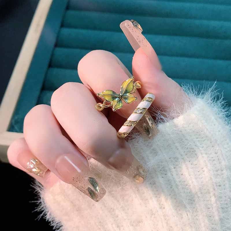 Cool Niche Colorful Twist Butterfly Opening Fashion Temperament Rings