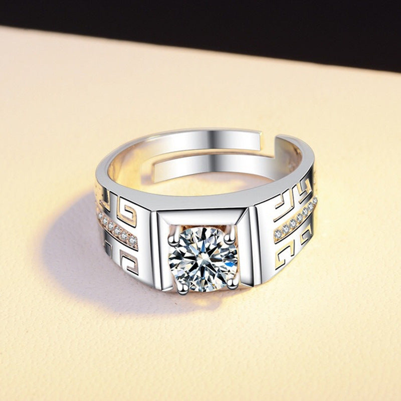 Women's & Men's Diamond Simulation Zircon Opening Wedding Gold Rings