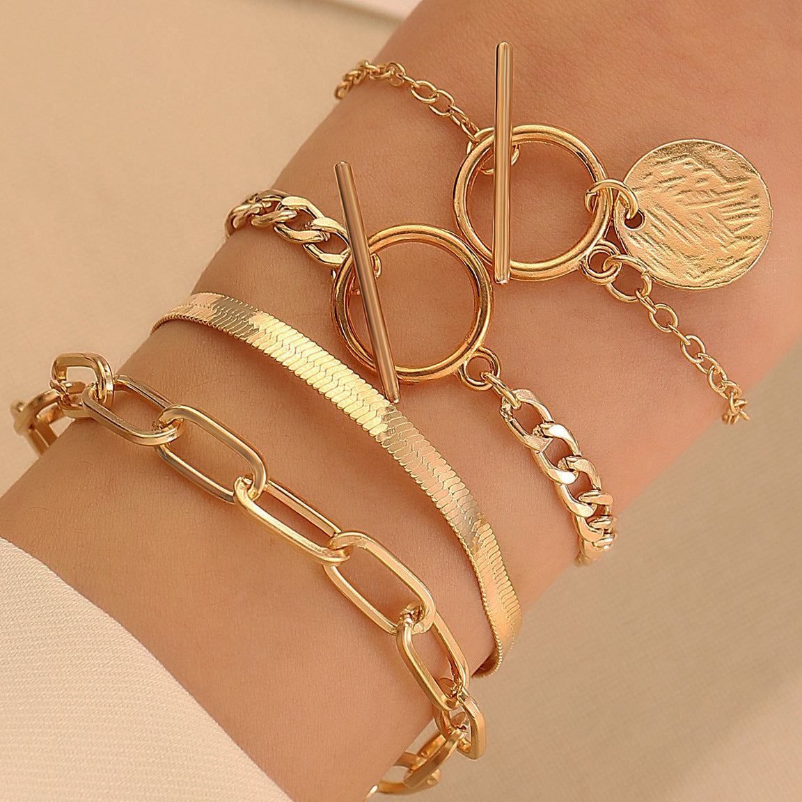 Alloy Combination Suit Set Punk Hip Bracelets