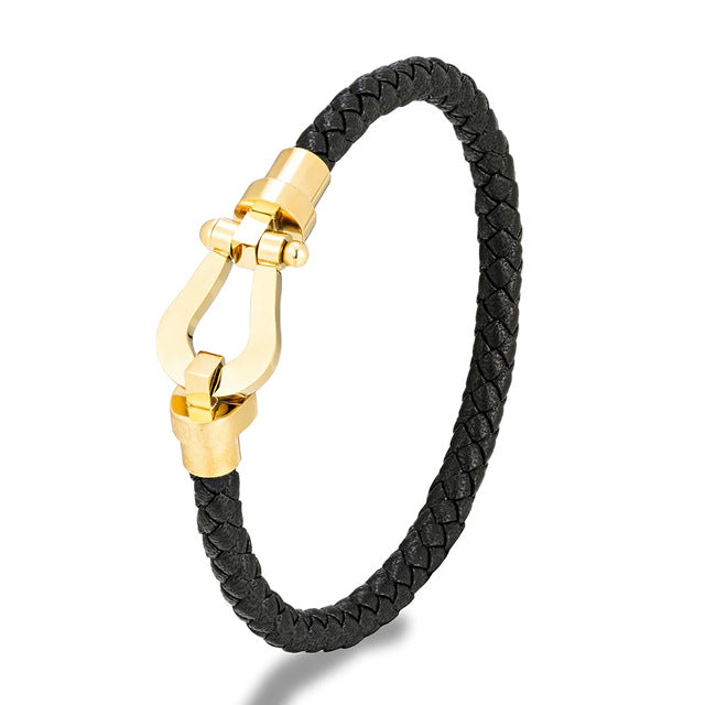 Men's Titanium Steel Woven Vachette Clasp Gold-plated Bracelets