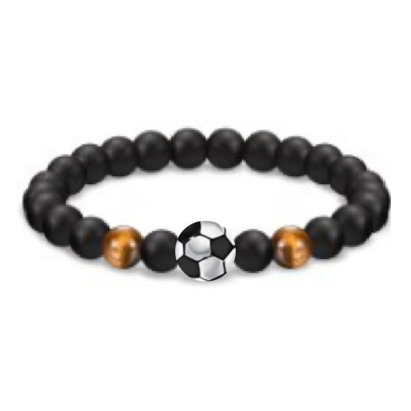 Men's Obsidian Frosted Woven Football Fashion Tigereye Volcanic Bracelets