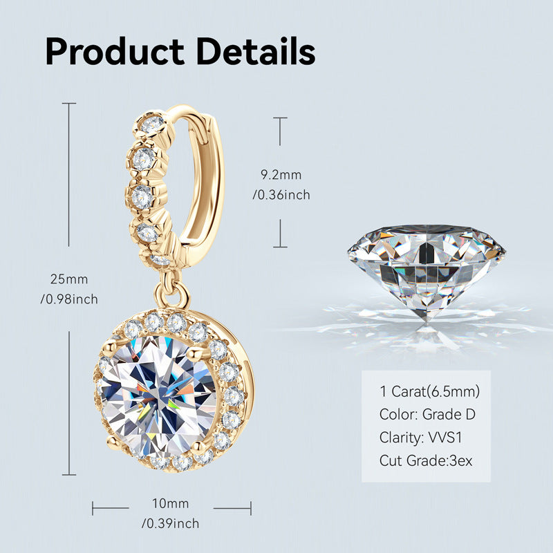 Women's Moissanite Eardrops Light Luxury High Sense Sier Earrings