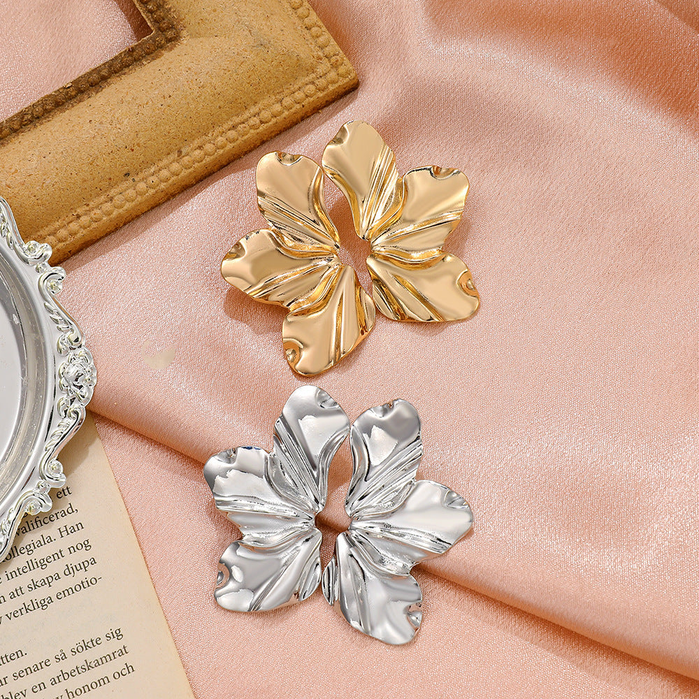 Retro Personality Liquid Fluid Metal Quality Irregular Earrings