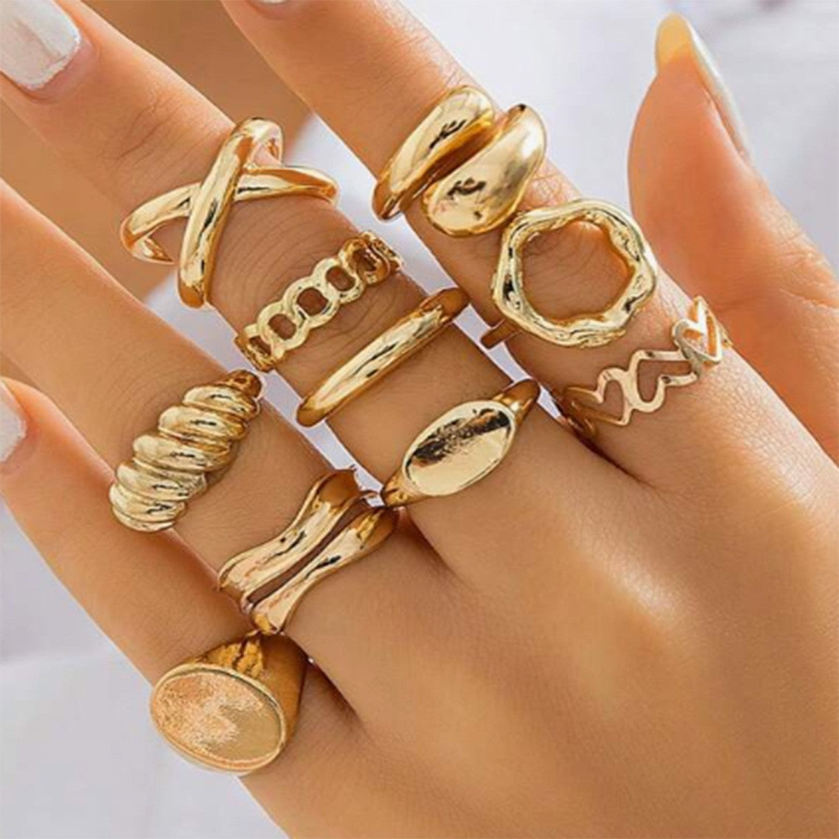 Drop Glossy Suit Piece Set Personality Creative Trend Rings