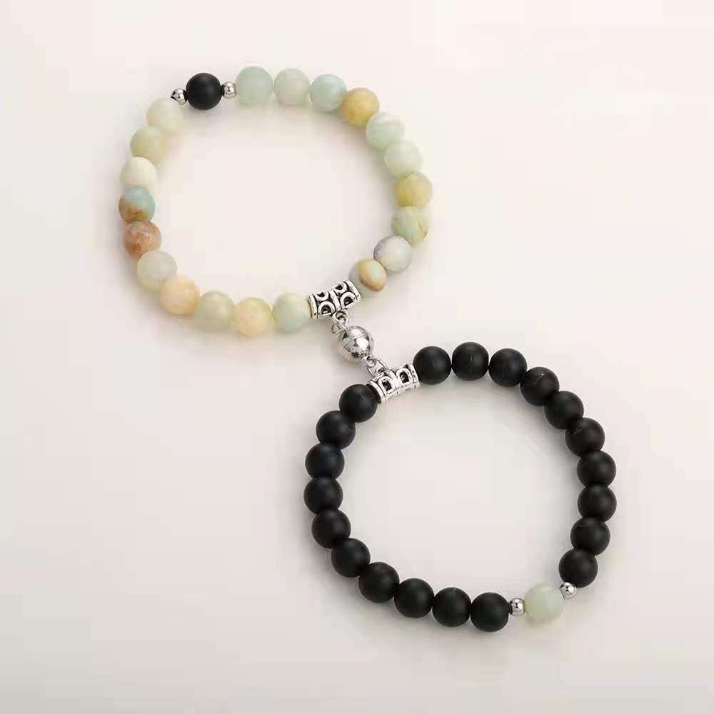 White Turquoise Couple Love Magnet Suction Agate Bracelets