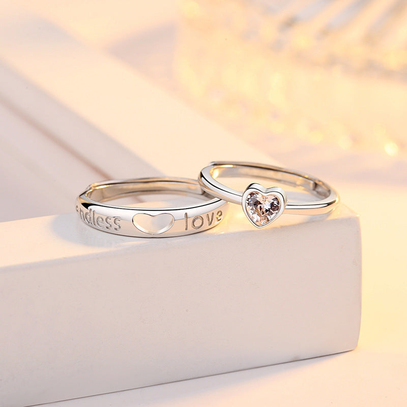 Women's & Men's Matching Heart-to-heart Couple One Pair Niche Rings