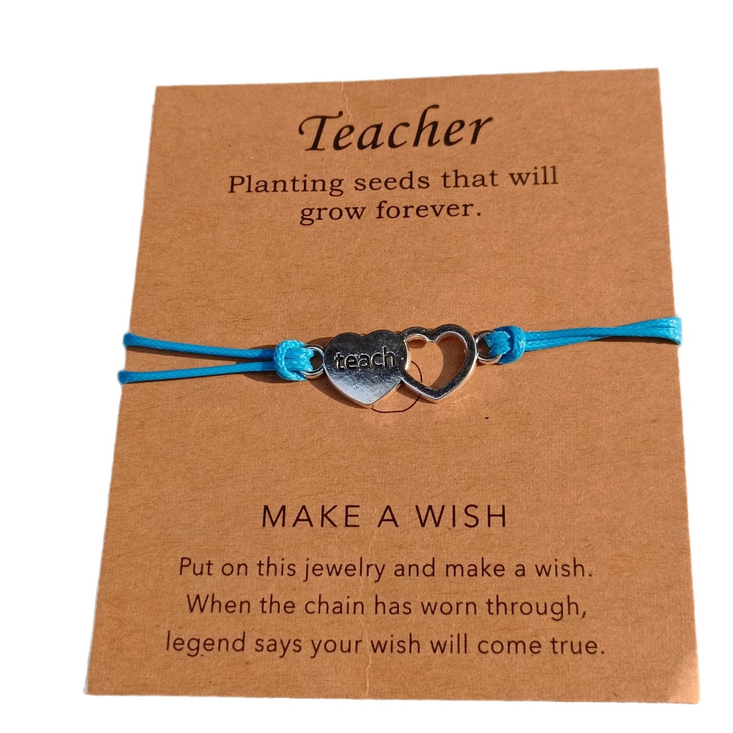 Card Vintage Alloy Teacher Blessing Wrist Bracelets