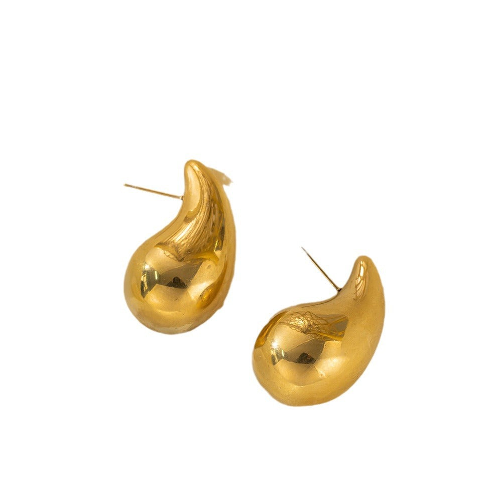 Wen Metal Cold Style Ear Water Drop-shaped Earrings