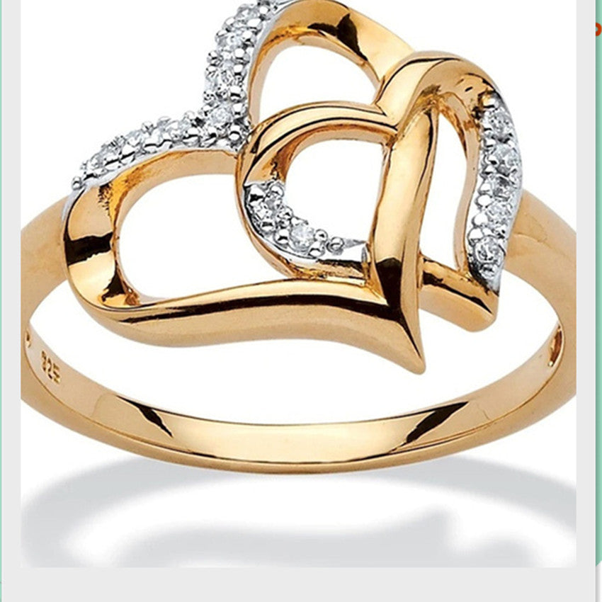 Women's Diamond Love Proposal Fashion Simple Heart-to-heart Rings