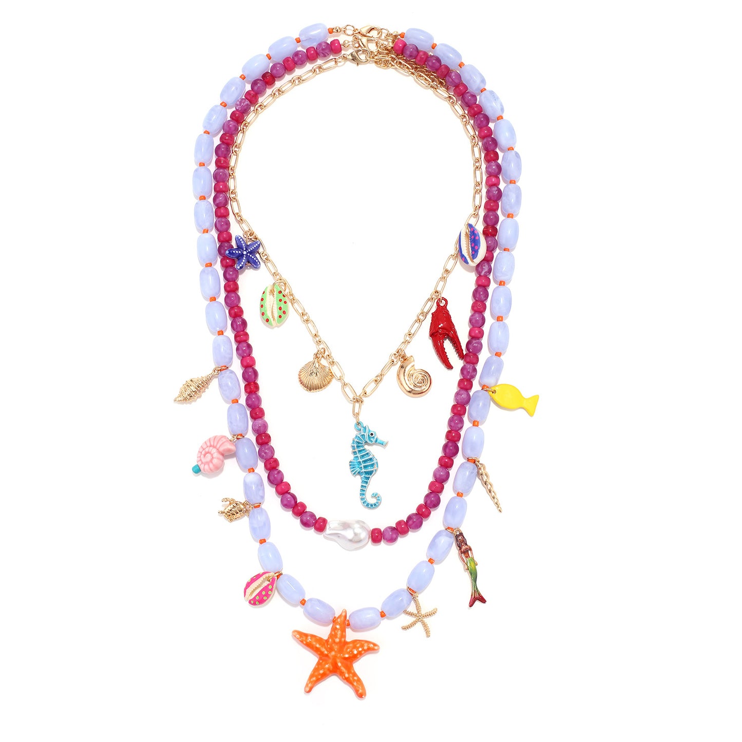 String Colorful Beads Starfish Seahorse Shell Affordable Necklaces