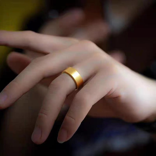 Women's & Men's Style Heritage Flat Alluvial Gold Couple Rings