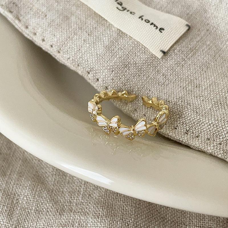 Sweet Cute Color Butterfly Opening Collection Female Personality Rings