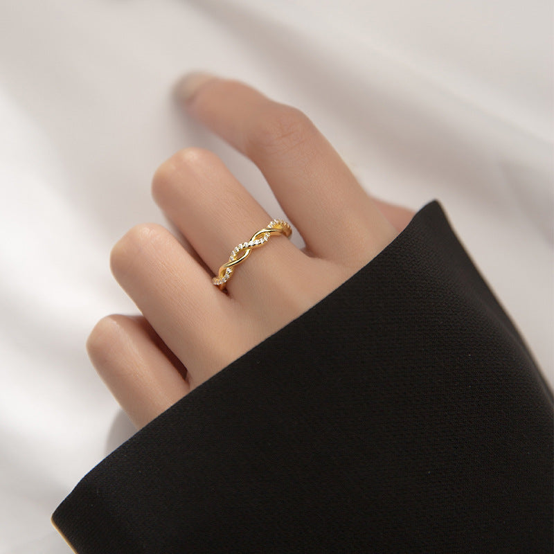 Fresh Temperament Sweet Cutout Cross Wave Rings