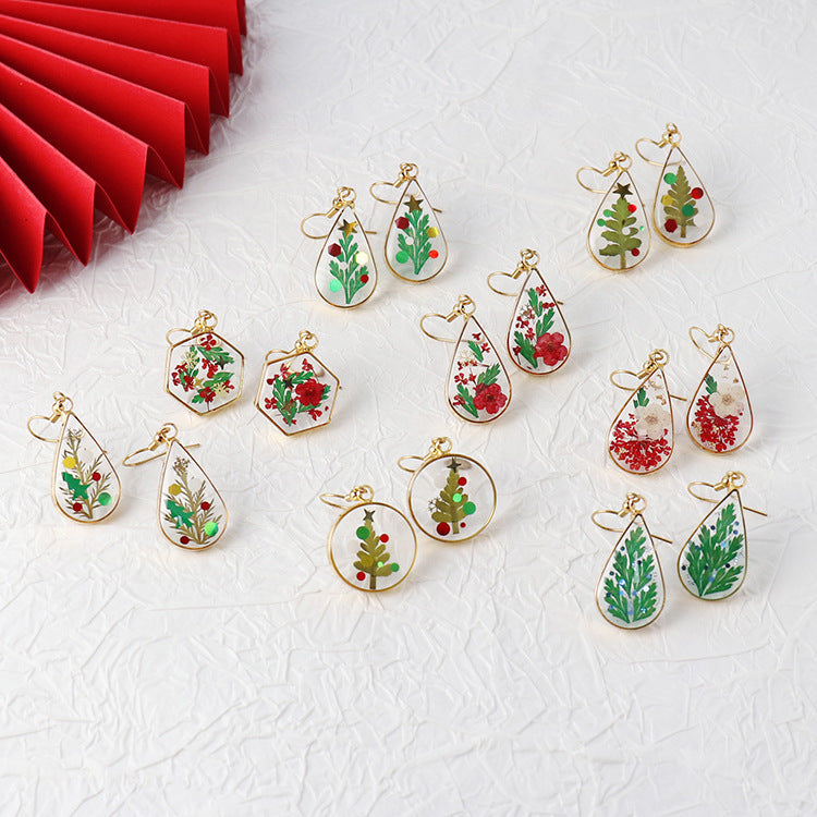 Dried Flower Resin Preserved Fresh Real Earrings