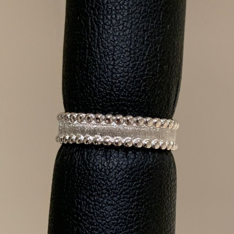 Light Luxury High-grade Round Beads Edge Brushed Fashion Retro Rings