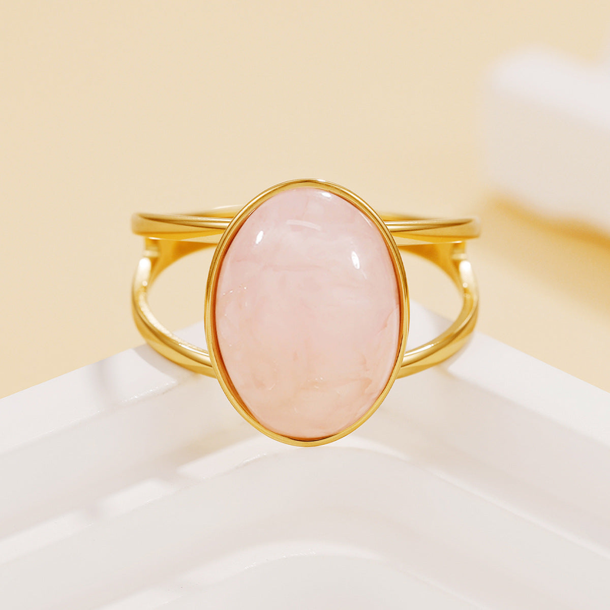 Steel Simple Retro Geometric Gemstone Multiple Colors Resin Stone Ring