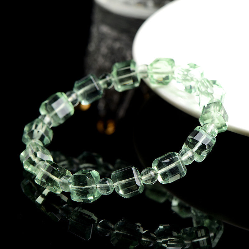 Crystal Natural Green Fluorite Cube Sugar Bracelets