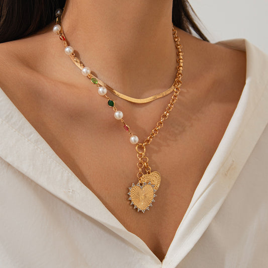 Vacation Style Chain Metallic Twin Personality Necklaces