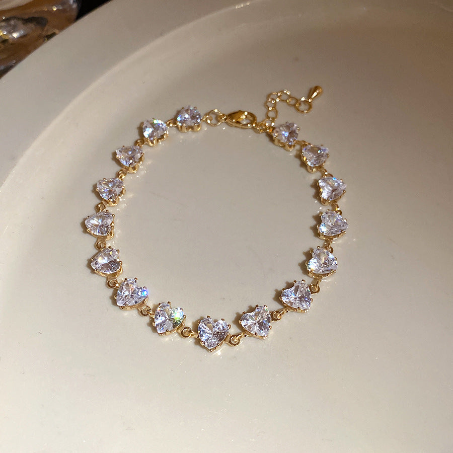 Vintage Zircon Oval Personalized Palace Style Light Luxury High Sense Bracelet