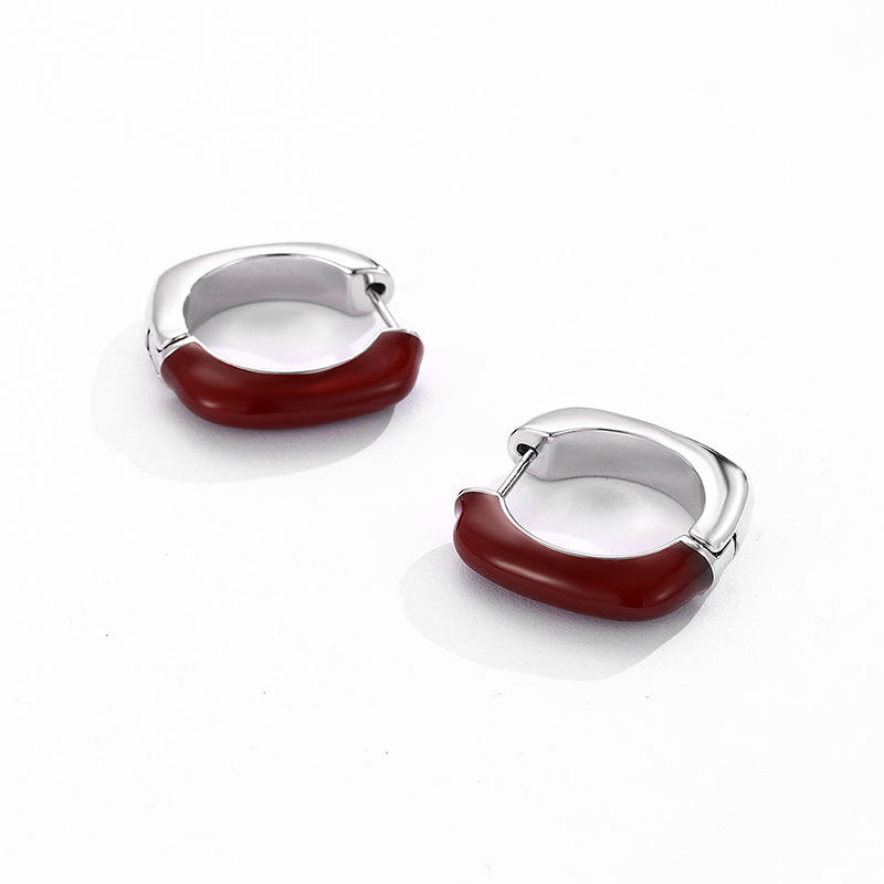 White Enamel Female Light Luxury Minority Design Advanced Sense Earrings