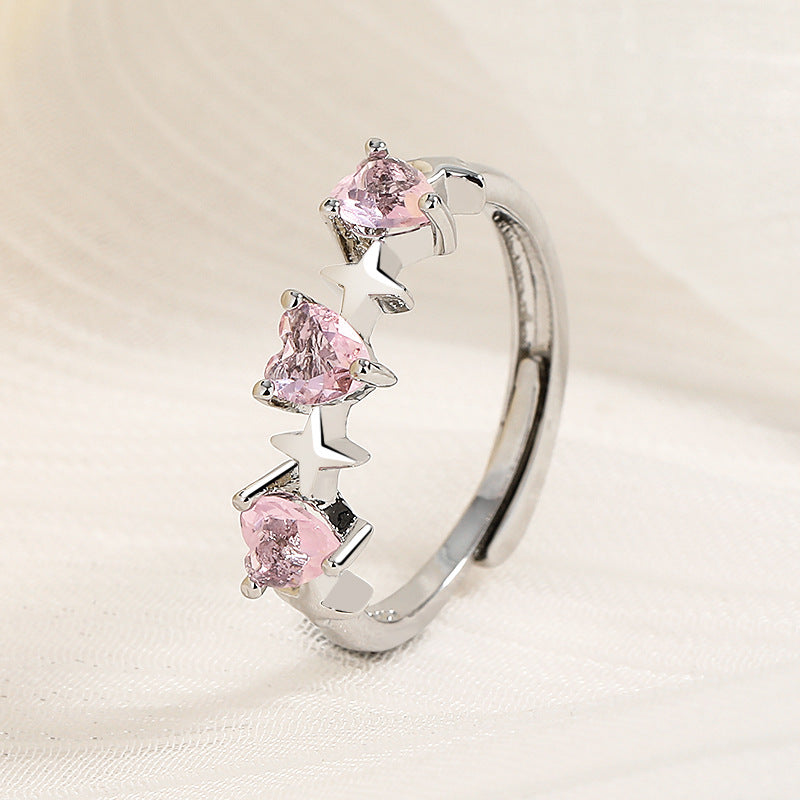 Diamond Love Heart-shaped Female Affordable Luxury Rings