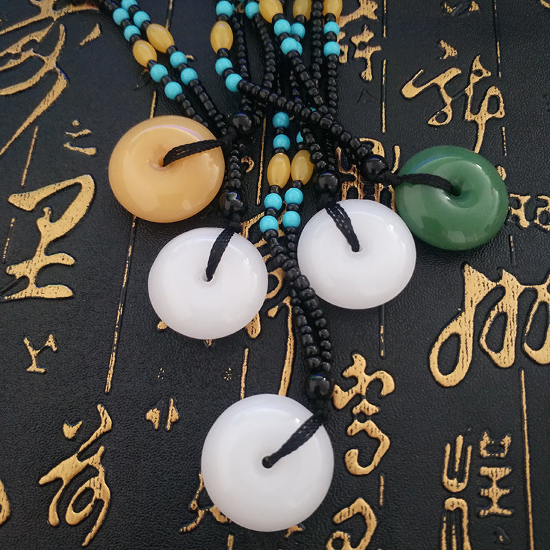 Jade Buckle Ethnic Style Simple Sweater Necklaces