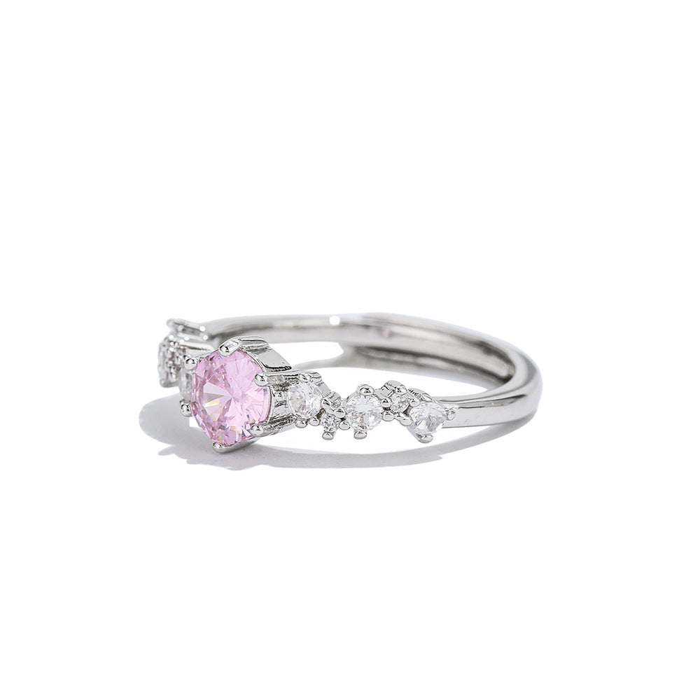Women's Pink Diamond Open Light Luxury Fashion Rings