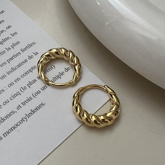Sier Korean Style Niche Design Croissant Earrings