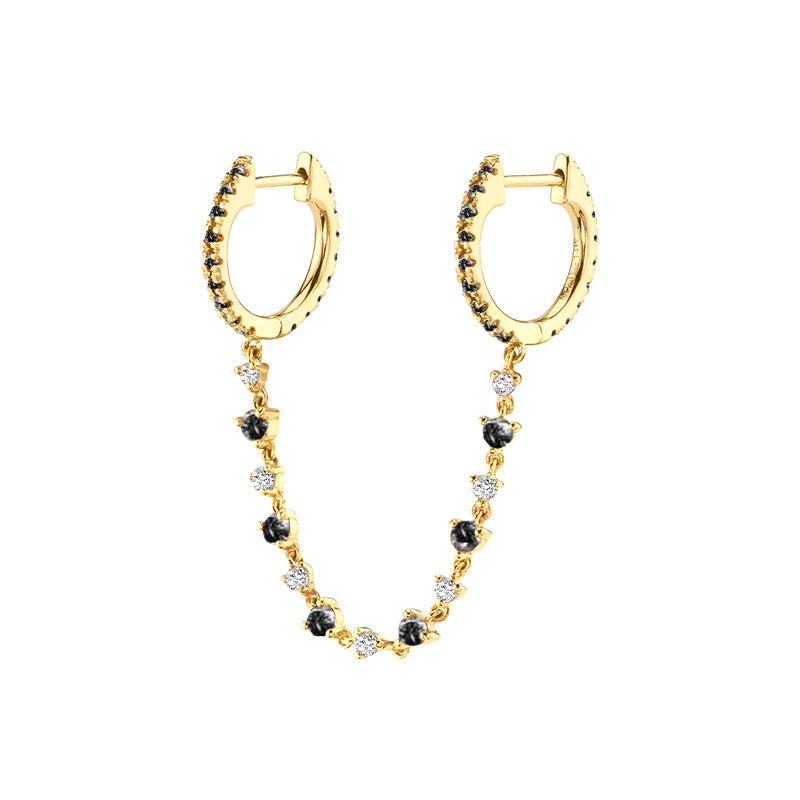Women's Diamond Ear Chain Double Clip Fashion Trend Eardrop Earrings