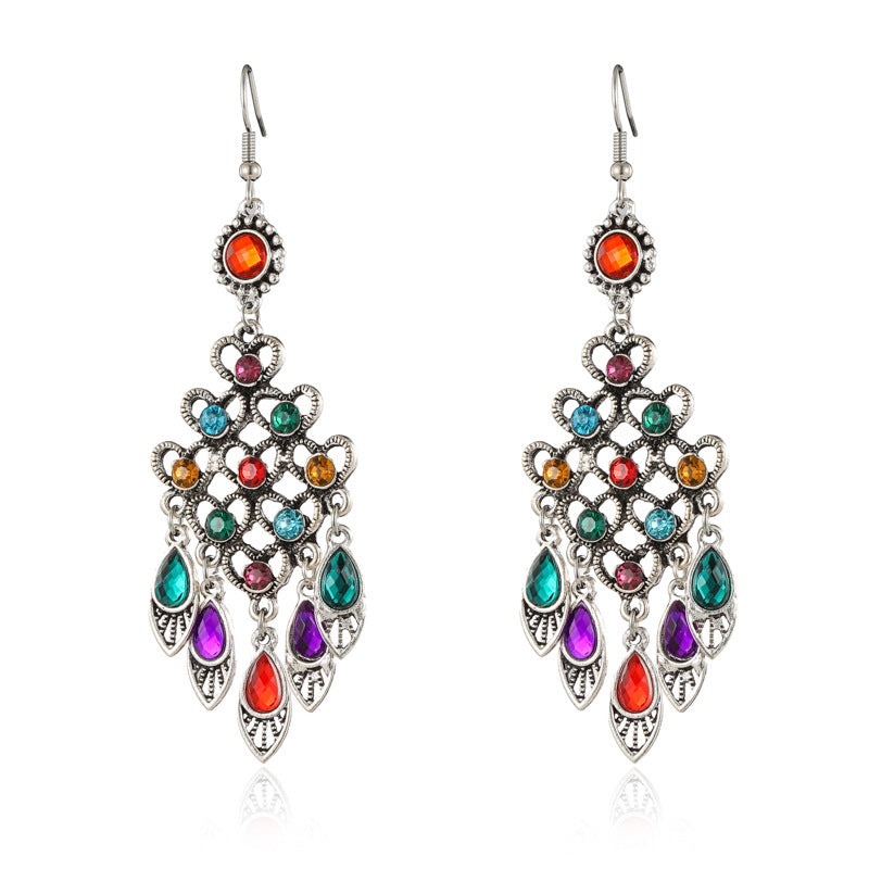 Women's Retro Chinese Style Multilayer Diamond Temperamental Earrings