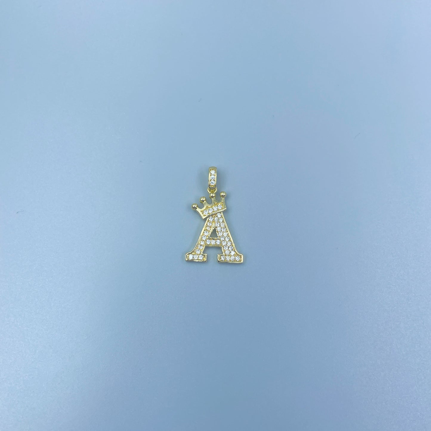 Full Diamond Crown Letters Copper Plated Real Gold Inlaid Zircon Pendant