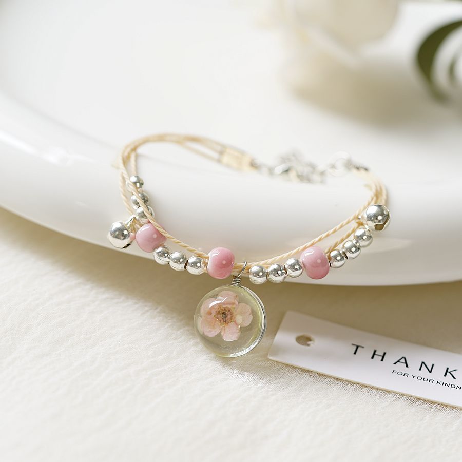 Strap Peach Blossom Girlfriends Pearl Female Mori Artistic Flower Bracelets