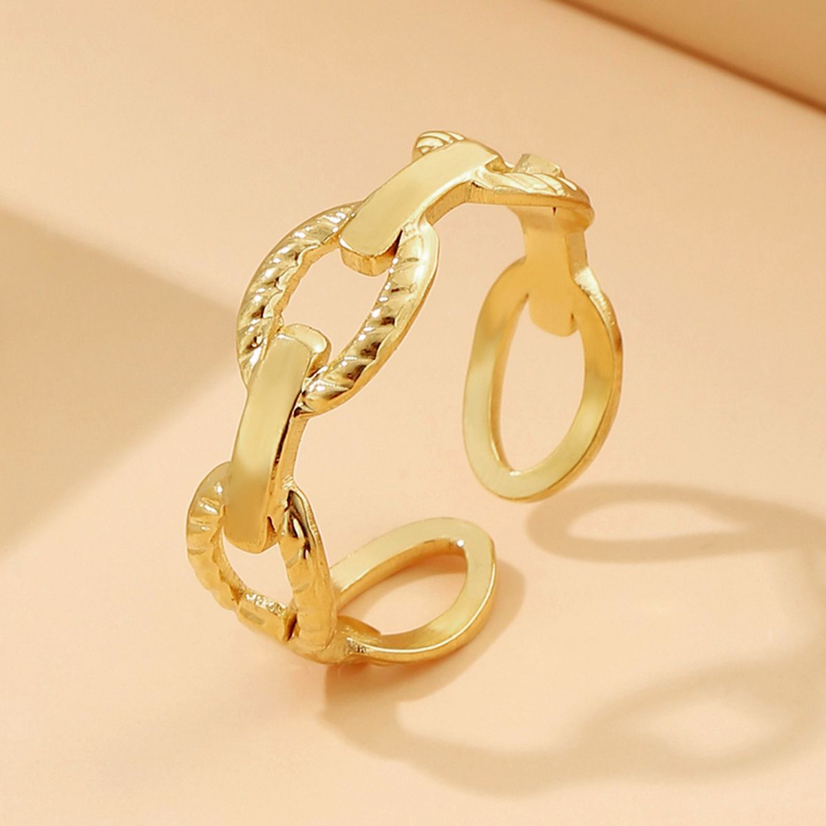 Chain Geometric Stainless Steel Cold Wind Rings