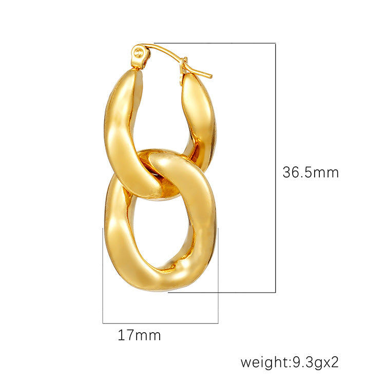 Cool Style Chain Connecting Shackle Stitching Quality Eardrops Earrings