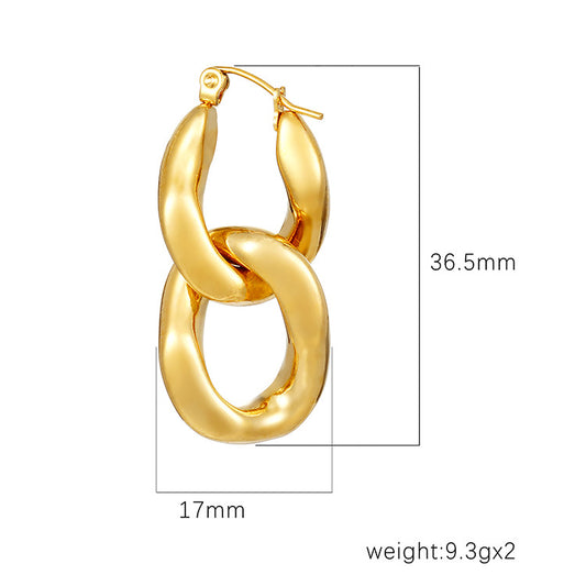 Cool Style Chain Connecting Shackle Stitching Quality Eardrops Earrings